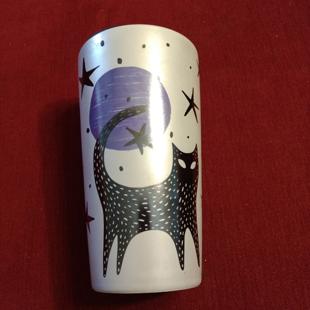 Starbucks 2020 Halloween Gray Night Cat Ceramic Double Wall Tumbler 12oz.
